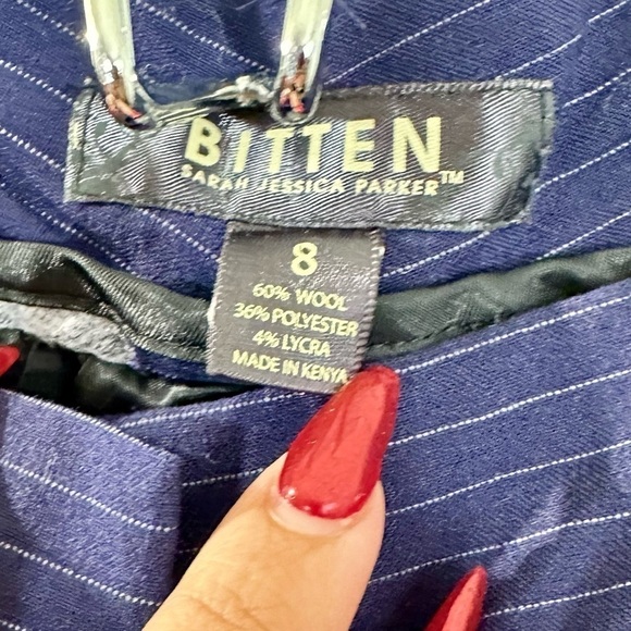 Bitten Sarah Jessica Parker purple pinstripe trousers size 8 - Picture 2 of 5